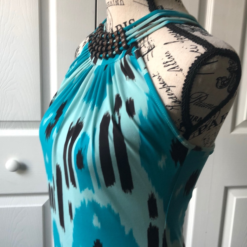 ⭐️Michael Kors blue/brown ikat printed top - Picture 3 of 12